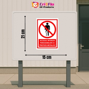 Indicator Semn pentru accesul interzis persoanelor cu proteze metalice, Sticker autocolant - Img 2