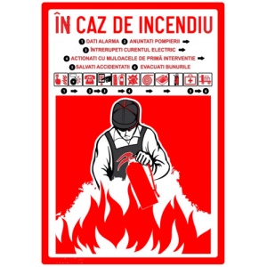Indicator Semn pentru caz de incendiu si anuntarea pompieri, Sticker autocolant