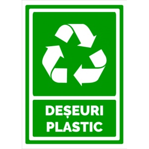 Indicator Semn pentru deseuri plastic, Sticker autocolant
