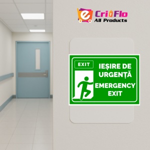 Indicator Semn pentru iesire de urgenta emergency exit, Sticker autocolant - Img 5