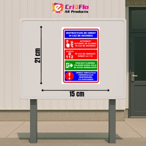 Indicator Semn pentru instructiuni de urmat in caz de incendiu, Sticker autocolant - Img 2