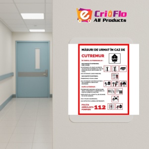 Indicator Semn pentru masuri de urmat in caz de cutremur, Sticker autocolant - Img 5