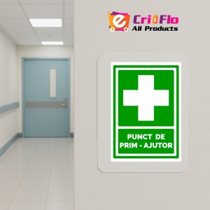 Indicator Semn pentru punct de prim ajutor, Sticker autocolant - Img 5