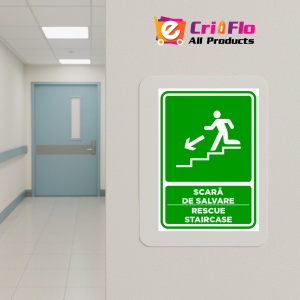 Indicator Semn pentru scara de salvare sprea stanga jos, Sticker autocolant - Img 5