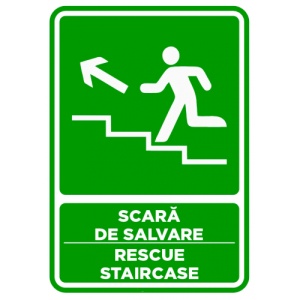 Indicator Semn pentru scara de salvare sprea stanga sus, Sticker autocolant