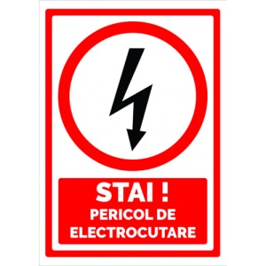 Indicator Semn pentru stai pericol de electrocutare, Sticker autocolant