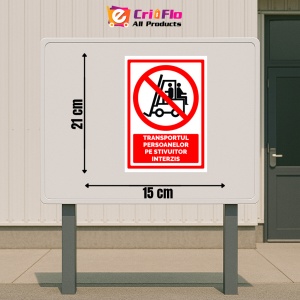 Indicator Semn pentru transportul persoanelor pe stivuitor interzis, Sticker autocolant - Img 2