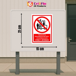 Indicator Semn pentru transportul persoanelor sub furca stivuitorului este strict interzis, Sticker autocolant - Img 2