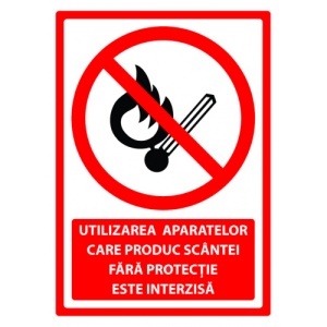 Indicator Semn pentru utilizarea aparatelor care produc scantei, Sticker autocolant