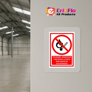 Indicator Semn pentru utilizarea aparatelor care produc scantei, Sticker autocolant - Img 4
