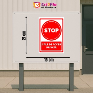 Indicator Semn stop cale pentru acces privata, Sticker autocolant - Img 2