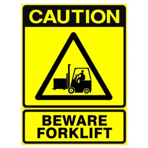 Indicator Sign caution beware forklift, Sticker autocolant