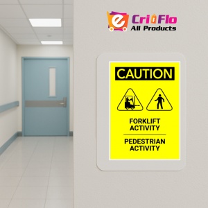 Indicator Sign caution forklift activity pedestrian activity, Sticker autocolant - Img 4