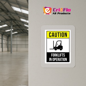 Indicator Sign caution forklifts in operation, Sticker autocolant - Img 4
