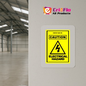 Indicator Sign company name here caution electrical hazard, Sticker autocolant - Img 4