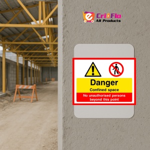 Indicator Sign danger confined space no unauthorised persons beyond this point, Sticker autocolant - Img 5
