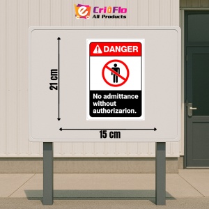 Indicator Sign danger no admittance without authorization, Sticker autocolant - Img 2
