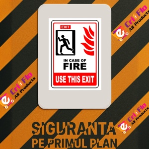 Indicator Sign exit in case of fire use this exit, Sticker autocolant - Img 3