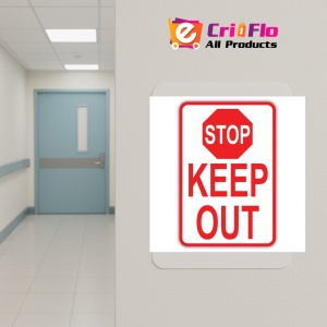 Indicator STOP KEEP OUT SIGN, Sticker autocolant - Img 5