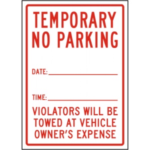 Indicator Temporary No Parking Violators Will Be Towed Sign, Sticker autocolant