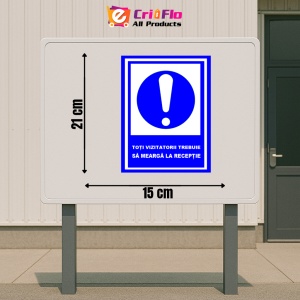 Indicator Toti vizitatorii trebuie sa mearga la receptie, Sticker autocolant - Img 2
