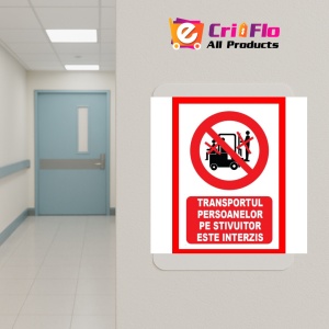 Indicator Transportul persoanelor pe stivuitor este interzis, Sticker autocolant - Img 5
