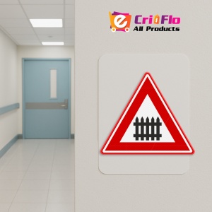 Indicator Trecerea caii ferate inainte cu bariere, Sticker autocolant - Img 5