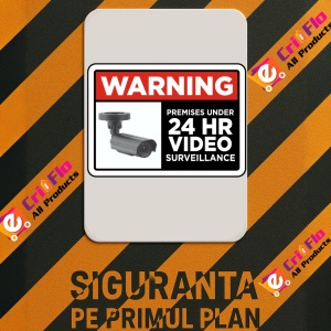 Indicator Under 24Hr Video Surveillance Sign, Sticker autocolant - Img 3