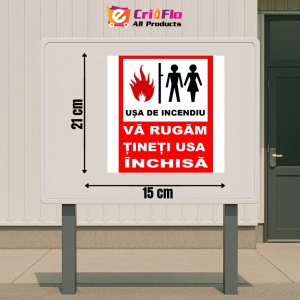 Indicator Usa de incendiu va rugam tineti usa inchisa, Sticker autocolant - Img 2