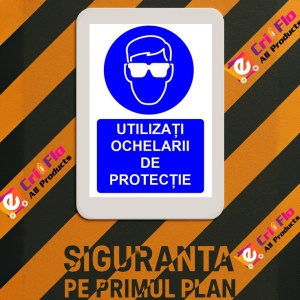 Indicator Utilizati ochelarii de protectie indicator de obligativitate, Sticker autocolant - Img 3