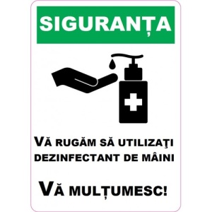 Indicator Va rugam sa utilizati dezinfectant, Sticker autocolant