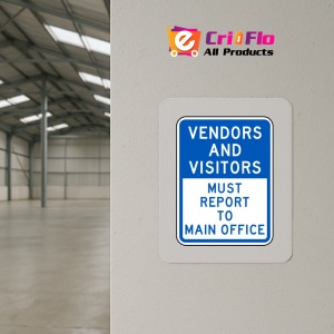 Indicator Vendors and Visitors Report To Office Sign, Sticker autocolant - Img 4