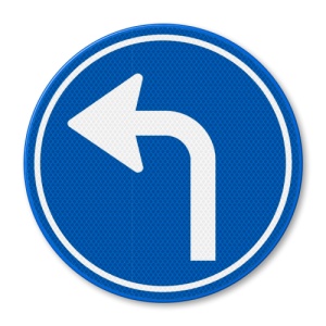 Indicator Virati obligatoriu la stanga, Sticker autocolant