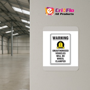 Indicator WARNING UNAUTHORISED VEHICLES WILL BE WHEEL CLAMPED SIGN, Sticker autocolant - Img 4