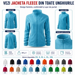Jachetă Fleece Damă Tip Bluză Hanorac cu Fermoar, Călduroasă și Cambrată – Jacket 504 - Img 8