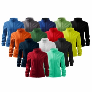 Imagine de prezentare pentru jacheta polar dama foarte calduroasa si culorile disponibile albastru, negru, portocaliu, galben, alb, verde, rosu