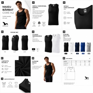 Maiou Bărbat Premium din Bumbac, Maieu Sport și Casual, Tricou Fără Mâneci pentru Vară, Sală și Timp Liber, Respirabil, Lejer, Mărimi S–2XL, 5 Culori - Img 11