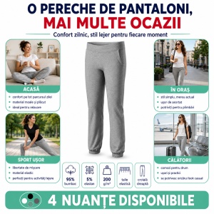 Pantaloni Damă Malfini Leisure 603, 95% Bumbac, 5% Elastan, Talie Elastică, Buzunare Înclinate, Croială Dreaptă, XS–2XL, 4 Culori - Img 4
