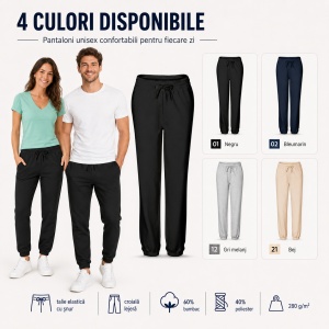 Pantaloni Unisex tip Jogger Trening, Casual, Lejeri și Confortabili – Meadow 609