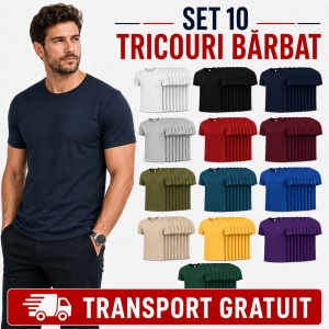 Set 10 tricouri bărbat Malfini Basic Clasic, 100% bumbac, regular fit, 48 culori, mărimi XS–5XL