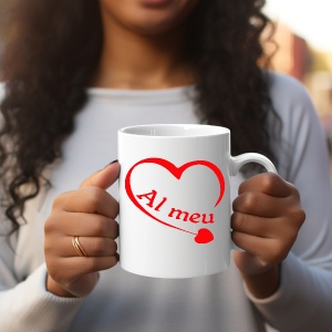 Set 2 cani albe personalizate pentru indragostiti A mea & Al meu - Img 3