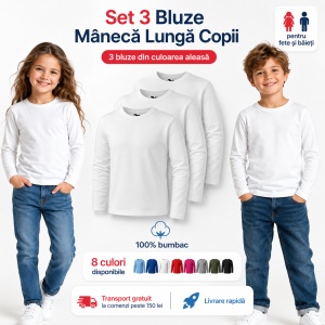Set 3 bluze mâneca Lungă Copii din Bumbac | 8 culori disponibile - 121 - Img 9