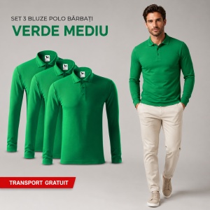 Set 3 bluze polo bărbat, cu guler tip Tommy, mânecă lungă, 11 nuanțe disponibile - Img 15