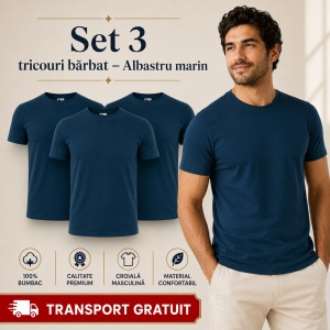 Set 3 Tricouri Bărbat în Aceeași Nuanță, 100% Bumbac, 145 g/m², Guler Rotund, 26 Culori, Mărimi S–3XL - Img 12