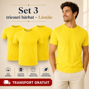 Set 3 Tricouri Bărbat în Aceeași Nuanță, 100% Bumbac, 145 g/m², Guler Rotund, 26 Culori, Mărimi S–3XL - Img 22