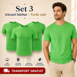 Set 3 Tricouri Bărbat în Aceeași Nuanță, 100% Bumbac, 145 g/m², Guler Rotund, 26 Culori, Mărimi S–3XL - Img 32