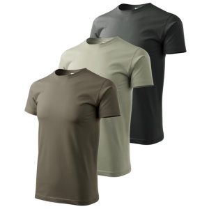 Imagine de prezentare pentru set 3 tricouri simple pentru barbati si culorile disponibile army, kaki deschis, negru