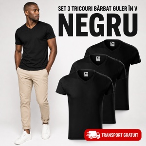 Set 3 Tricouri Bărbați cu Guler în V Malfini 146, Premium, 100% Bumbac, Slim Fit, Transport Gratuit - Img 19