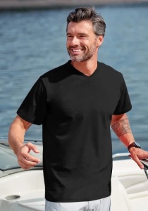 Tricou bărbat guler in V neck negru
