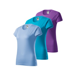Set 3 tricouri clasice dama, multicolor, albastru deschis, turcoaz, violet 134 - Img 2